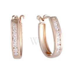 Combining the luxurious resplendence of exquisitely set diamonds with passionate nuance of delightfully feminine 14K rose gold, these gorgeous earrings offer a fabulous and tasteful appearance. Weighs 2.0g. Versace Watch, Fine Pens, Gold Models, Fragrance Gift, Cheap Gifts, Fragrance Gift Set, Oval Diamond, Gorgeous Earrings, Huggies Earrings