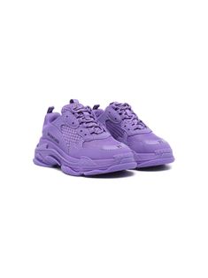 purple tonal design logo print to the side multi-panel design round toe front lace-up fastening chunky rubber sole Purple Lace-up High-top Sneakers, Purple Sneakers With Rubber Sole For Streetwear, Purple Streetwear Sneakers With Contrast Sole, Purple High-top Sneakers With Rubber Sole For Streetwear, Low-top Purple Sneakers With Contrast Sole, Purple Low-top Sneakers With Contrast Sole, Trendy Purple High-top Sneakers With Round Toe, Purple Lace-up High-top Sneakers For Streetwear, Sporty Purple High-top Sneakers With Contrast Sole