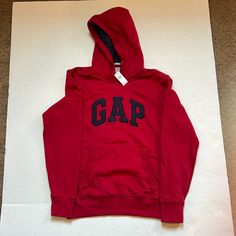 Gap Hoodie Sweatshirt Size Small Nwt Gap Sporty Sweatshirt For Fall, Gap Cotton Sweatshirt For Fall, Gap Long Sleeve Sweatshirt With Ribbed Cuffs, Casual Gap Sweats For Fall, Gap Sporty Long Sleeve Tops, Sporty Long Sleeve Tops By Gap, Red Long Sleeve Sweats For Winter, Casual Gap Tops With Ribbed Cuffs, Casual Ribbed Cuff Tops By Gap