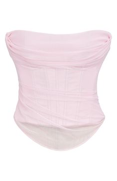 Frothy mesh gentles this satin corset to create a sweet and sultry look. Exclusive retailer Hidden back-zip closure Strapless Lined 94% polyamide, 6% polyurethane with 85% polyamide, 15% elastane contrast Dry clean Imported Draped Corset, Strapless Corset Top, Crop Top Pink, Corset Outfit, Pink Corset, Satin Corset, Strapless Corset, Bandage Dress Bodycon, Pink Ballerina