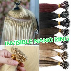 (eBay) Invisible Wire Nano Tip Hair Extensions Silicone Nano Ring Beads Link Human Hair Braids Hair Ideas, Micro Hair Extensions, Nano Hair Extensions, Invisible Hair Extensions, Hair Extensions Tutorial, Beaded Hair Extensions, Bead Extensions, Hair Extension Care, Fusion Hair Extensions