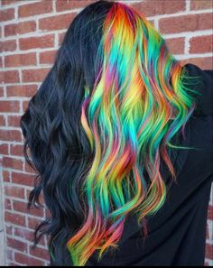 Exotic Hair Color, Split Dyed Hair, Hair Color Underneath, Vivid Hair Color, Rainbow Hair Color, Creative Hair Color, Multi Colored Hair, Neon Hair, Hair Color Crazy