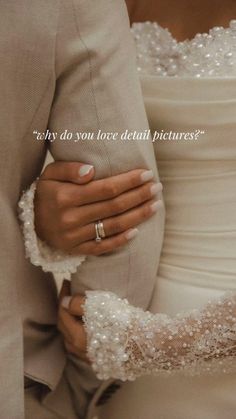 the bride and groom are holding each other's hands