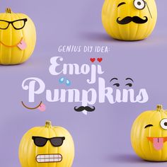 pumpkins with funny faces and mustaches on them for emoji pumpkins