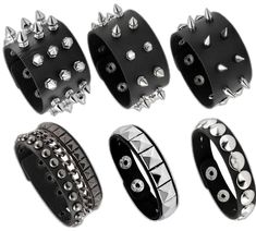 Eigso 3 Pcs Leather Punk Bracelets for Men Women of Rock Rivet Wrap Retro Spike Bracelet Adjustable