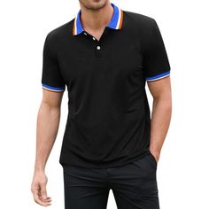 Classic short sleeve polo shirt design with color contrast collar, 3-button placket. This comfort short sleeve polo shirt brings you to look energetic and fashionable. Design With Color, Sweat Vest, Polo Shirt Design, Collar Tshirt, Contrast Collar, Long Sleeve Polo Shirt, Golf Polo Shirts, Color Contrast, Long Sleeve Polo