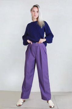 Fibflx women's clothes wide leg merino wool pants purple zipper closure warm winter high waist pants Wool Pants, Wide Legs, Merino Wool, Womens Bottoms, Color Pop, Wide Leg, Foundation, Jumpsuit, High Waisted