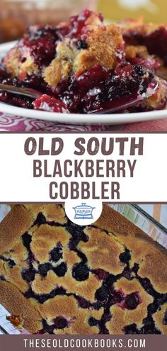 an old south blackberry cobbler recipe on a plate