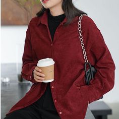 SPECIFICATIONSType: Wide-waistedStyle: CasualSleeve Length(cm): FullSeason: Spring/AutumnPlace Of Origin: China (Mainland)Percentage of Material: ≤30%Pattern Type: SolidOuterwear Type: TrenchOrigin: Mainland ChinaMaterial: Cotton,PolyesterGender: WOMENFabric Type: CorduroyDecoration: Pockets,SplicedCollar: Turn-down CollarClothing Length: RegularClosure Type: Single BreastedAge: Ages 18-35 Years Old Red Top With Pockets And Casual Collar, Burgundy Outerwear With Pockets, Burgundy Long Sleeve Outerwear With Pockets, Burgundy Long Sleeve Top With Buttons, Red Long Sleeve Outerwear With Pockets, Winter Tops With Lapel Collar In Solid Color, Red Relaxed Fit Long Sleeve Outerwear, Red Winter Tops With Pockets, Red Relaxed Fit Winter Outerwear