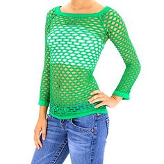 TD Collection Nylon Fishnet Long Sleeve Top Go Go Dance Wear (Small/Medium, Green) TD http://www.amazon.com/dp/B00Q9M7GIW/ref=cm_sw_r_pi_dp_R3hSvb0J81RJQ Green Clothing, Layered Blouse, Diy Clothing, Clothing Inspiration, Trendy Fashion Women