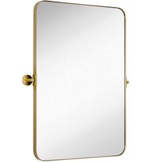 a gold framed mirror with an open door on the front and back side, against a white background