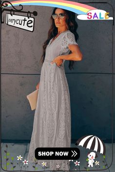 Gray Fill Your Heart Lace Maxi Dress Casual Short Sleeve Maxi Dress For Wedding, Elegant Gray Dress For Day Out, Maxi Dress Boho, Lace Maxi, Dress Boho, Lace Maxi Dress, Women Dresses, Dresses Maxi, Maxi Dresses