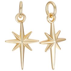 PRICES MAY VARY. [18K GOLD PLATED STAR CHARMS]: North star charm made of real 18k gold plated brass, shiny yellow gold color, not easy to rust or fade, great for long term wearing. [1 BOX 12PCS STAR CHARMS]: Comes with 12pcs golden star charms, all storage in a small plastic box: 2.67x2.04x0.43inch(6.8x5.2x1.1cm). [SIZE]: About 9.7mm/0.38 inch wide, 17mm/0.66 inch long, 2.5mm/0.09 thick, hole: 3.4mm/0.13 inch, jump ring: 5x0.8mm/0.19x0.03 inch. [WIDE USAGE]: Great for DIY various jewelry or craf North Star Jewelry, Gold Star Jewelry, Polaris Star, Gold Star Earrings, Jewelry Making Necklace, Halloween Inspo, Golden Star, Jewelry Making Charms, Star Jewelry