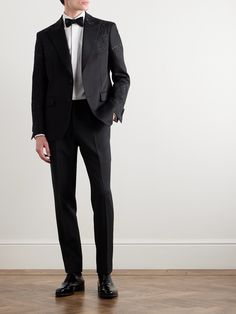 Etro brings a spirit of artistry and romance with its tuxedo jacket. Tailored in Italy from wool and mohair-blend, it's embroidered across the shoulders and collar with tonal floral vines, a subtle, textural detail that picks up under low evening light. Embroidered Tuxedo, Wedding Tux, Evening Light, Tuxedo Jacket, Jacket For Men, Floral Vine, Mr Porter, Black Wool, Fashion News