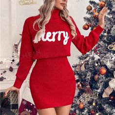 Super Cute And Stylish Ships In 5-10 Business Days Plaid Christmas Dress, Red Embroidered Dress, Christmas Sweater Dress, Christmas Letter, Holiday Attire, Christmas Outfits, Rose Dresses, Winter Color, Christmas Lettering