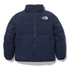 THE NORTH FACE Logo Winter Puffer Jacket 'Navy' NJ1DN77B Sporty Down Outerwear By The North Face, The North Face Long Sleeve Down Puffer Jacket, Blue Puffer Outerwear For Hiking, Navy Hooded Puffer Jacket For Winter, Navy Hooded Winter Puffer Jacket, Navy Puffer Jacket For Winter Outdoors, Navy Puffer Jacket For Winter Outdoor Activities, Navy Winter Puffer Jacket For Outdoor, Blue Insulated Puffer Jacket For Outdoor