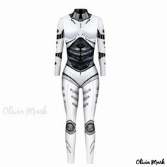 Olivia Mark - Digital Print Slim Fit Jumpsuit Halloween Costume Long Sleeve Jumpsuit Halloween Party Scary, Full Body Jumpsuit, Cape Outfit, Halloween Bodysuit, Slim Jumpsuit, Fitted Jumpsuit, Halloween News, Long Sleeve Jumpsuit, Costume Outfits