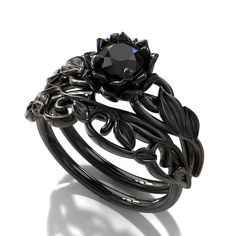 Simpul Dasi, Black Gold Engagement Rings, Gothic Engagement Ring, Black Diamond Engagement Ring, Flower Engagement, Cute Engagement Rings, Black Engagement Ring, Black Wedding Rings, Black Diamond Engagement