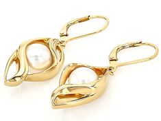 8-9mm White Cultured Freshwater Pearl 18k Yellow Gold Over Sterling Silver Earrings. Measure approximately 1 9/16" L x 1/2" W and have lever back backings. Colors, shapes, and sizes may vary. Elegant Yellow Gold Earrings With Lever Back, Elegant Yellow Gold Lever Back Earrings, Formal Yellow Gold Lever Back Earrings, 14k Gold Lever Back Formal Earrings, 14k Gold Lever Back Earrings For Formal Occasions, Elegant Gold Jewelry With Lever Back, Elegant 14k Gold Jewelry With Lever Back, Elegant 14k Gold Lever Back Jewelry, Formal 14k Gold Lever Back Earrings