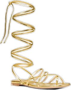 Gold Lace-up Sandals For Evening, Luxury Lace-up Sandals For Spring, Chic Metallic Sandals For Spring, Glamorous Lace-up Sandals For Spring Evening, Spring Metallic Strappy Sandals, Metallic Strappy Sandals For Spring, Elegant Gold Lace-up Sandals, Luxury Lace-up Summer Sandals, Luxury Summer Lace-up Sandals