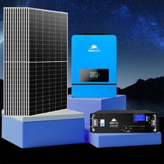 three different types of solar panels are shown in front of the night sky and stars