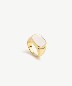 Royal Mother of Pearl Square Signet Ring | MaiaMina Gold Layered Necklaces, Ring Minimalist, Solid Gold Jewelry, Pearl Gemstone, Pearl Size, Signet Ring, Vintage Charms, Gold Vermeil, Mother Of Pearl