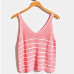 Nwt Knit Pretty Pink Striped Top For Francesca’s Collections Perfect Unworn Condition, No Flaws! Size M/S Brand: Wishlist Fiber Content: 65% Rayon, 35% Nylon Very Versatile, Great For Summer Size & Fit Fit Is True To Size. Model Is Wearing Size S. Model's Height 5' 8", Bust 33", Waist 24", Length 18” Striped Knitted Tops For Summer, Striped Knit Tops For Vacation, Soft Knit Striped Tops For Spring, Striped Soft Knit Tops For Spring, Ribbed Tops For Vacation, V-neck Soft Knit Top For Summer, Soft Knit Tops For Spring Vacation, Spring Vacation Soft Knit Tops, Knitted Striped V-neck Top