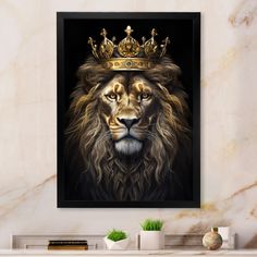 a lion with a crown on it's head