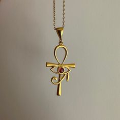 Minimal ANKH Necklace, Modern Eye of Ra Pendant, Ankh with Eye of Horus, Mythological Jewelry, Key of Life, Gold Symbol Charm, Gift for Her 𓋹  Ankh with Eye of Ra Pendant  The Key of Life now got stronger with the Eye of Horus.  Complete your outfit with a stylish and modern talisman Product Details, - Carefully produced with high quality Certified 925k Sterling Silver - 14k Gold Plated and Silver color options are available - Natural Tourmaline Gemstone - Height of the pendant: 2 cm (0.8 inche Gold Symbol, Key Of Life, Dope Jewelry Accessories, Ankh Necklace, Eye Of Ra, Earthy Jewelry, Egyptian Jewelry, Eye Of Horus, Dope Jewelry