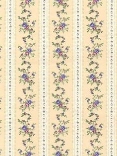 a striped wallpaper with flowers on it