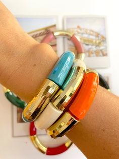 • elastic bracelet • resin Trendy Stackable Bangle Stretch Bracelet, Trendy Stackable Stretch Bangle Bracelet, Elegant Multicolor Stackable Stretch Bracelet, Adjustable Resin Bangle, Trendy Plastic Bangle Bracelets, Trendy Plastic Bangle Jewelry, Trendy Multicolor Stretch Bangle Bracelet, Multicolor Stackable Bangle Bracelet, Multicolor Stackable Bangle Stretch Bracelet