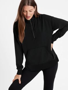 Petite Baby Terry Half-Zip Sweatshirt | Banana Republic Just My Size, Half Zip Sweatshirt, French Terry Fabric, Plus Size Casual, Zip Sweatshirt, Half Zip, Mens Tees, Stand Collar, French Terry