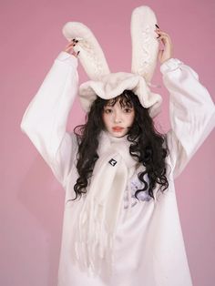 Fur Ear Rabbit Hat - daytoday Institute for Everyday Living – ARCANA ARCHIVE Rabbit Hat, Arcana Archive, Oversize Casual, Lolita Fashion, How To Look Pretty, Black Lace, Fashion Inspo, Style Inspiration, Sleeve Length