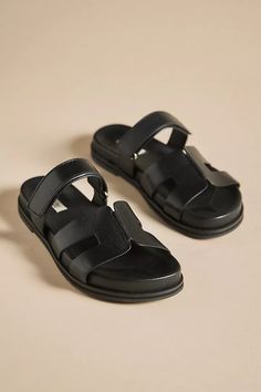 Bibi Lou Cutout Slide Sandals | Anthropologie Black Sandals Outfit, Functional Wardrobe, Purple Fits, Sandals Outfit, Black Slides, Fall Capsule Wardrobe, Straw Tote, Clothing Essentials, Classic Leather