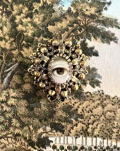 A Lover's Eye original oil painting on a vintage gold metal brooch with intricate foliate details. 1 1/2"x1 5/8" Tiny Watercolor, Lovers Eyes, Metal Brooch, Traditional Frames, Eye Painting, Great Paintings, Portrait Artist, Watercolor Portraits, Eye Jewelry