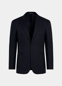 Navy Tailored Fit Havana Blazer in Pure 4-Ply Traveller Wool | SUITSUPPLY US Classic Navy Blazer For Business Casual, Tailored Timeless Navy Blazer, Navy Tailored Timeless Blazer, Timeless Navy Blazer With Suit Collar, Classic Tailored Navy Blazer, Classic Navy Blazer With Notch Lapel, Classic Navy Blazer With Concealed Placket, Navy Classic Business Blazer, Navy Classic Blazer With Lapel Collar