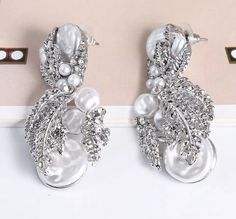 -Beautiful Statement earrings for your special day Extremely lightweight & comfortable 2” X 1.5” Earrings Trendy, Earring For Women, Statement Drop Earrings, Beaded Drop Earrings, Jewelry Statement, Pearl Earring, Crystal Stud Earrings, Dangly Earrings, Pearl Earrings Dangle