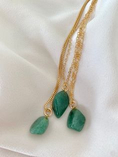 **Each piece in my shop, I personally create and photograph. (All photos are property of The Cord Gallery LLC) Thank you for supporting my small business. All Natural Aventurine Pendant Necklace Add a pop of  green to your accessories with these pretty pendant necklaces! Features genuine Aventurine Gemstones, tumbled to a smooth, asymmetrical size and finish. Adorned on your choice of chain in the length of your choosing.  Chain Options: Gold Filled Link Chain Gold Filled Box Chain Gold Filled F Aventurine Gemstone Beads Jewelry For Gift, Aventurine Gemstone Beads Jewelry As Gift, Spiritual Aventurine Jewelry For May Birthstone, Aventurine Gemstone Bead Pendant Jewelry, Adjustable Aventurine Dangle Jewelry, Aventurine Necklace With Natural Stones For Gift, Aventurine Natural Stone Necklace For Gifting, Aventurine Gemstone Necklace For May Birthstone, Emerald Necklace With Natural Aventurine Stones As Gift