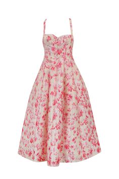 Dress With Pink Floral Print Michael Kors Floral Georgette Dress Pink, Designer Silk Floral Print Dress, Designer Silk Dress With Floral Print, Designer Floral Print Cocktail Dress, Designer Summer Gala Dress, Designer Summer Dresses For Galas, Designer Summer Dresses For Gala, Designer Midi Length Cocktail Dress, Designer Silk Cocktail Dress