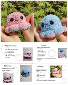 the instructions for how to crochet an octopus amigurm toy with pictures