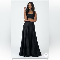 This Is A Brand New W/ Tags 3-Piece Set From The Saree Room. An Elegant Choice In Black Silk With A Subtle Hint Of Sparkle In The Beaded Blouse And Dupatta. These Are All Super Flattering And Versatile Pieces That You Can Wear Together And Then Mix And Match With Other Pieces In Your Collection- Good Investment! The Skirt Retails At 159$ And The Blouse And Dupatta Total 200$ And Are Sold Out At Tsr. Even The Ask Is A Great Value, But I’m Happy To Consider A Reasonable Offer! Blouse Is Not Padded Elegant Evening Festive Skirt Set, Elegant Festive Evening Skirt Set, Silk Embellished Lehenga For Evening, Embellished Silk Lehenga For Evening, Evening Embellished Silk Lehenga, Elegant Embellished Skirt Set For Reception, Glamorous Silk Choli For Evening Occasions, Glamorous Silk Choli For Evening, Silk Party Wear Lehenga For Evening