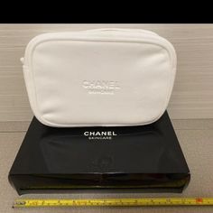 Brand New Chanel Brand Skincare Collection Velour Like Fabric Logo Front Large Size Cc Zipper Pull (Gold) Gold Hardware Zip Closure Chanel Skincare, Skincare Collection, Fabric Logo, Chanel Brand, Large Cosmetic Bag, Zip Pouch, Gold Gold, Gold Hardware, Cosmetic Bag