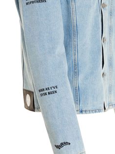 Denim jacket with logo print at the front and back, a button closure. Composition: Gender Neutral Clothes, Chloe Purses, Crossbody Tote Bag, Blazer Vest, A Button, Crossbody Tote, Shop Logo, Fashion Labels, Printed Sweatshirts