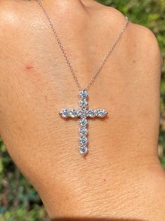 Up for sale is a Beautiful 14K Diamond Cross Necklace Pendant This classic Pendant features Genuine Diamonds. * 1 gram chain 14K is included with purchase Specifications: -Model #: J&K#5598 -Metal Type Available: 14K White Gold, Rose Gold, Yellow Gold -Size of Pendant: 29 MM X 21 MM -Height: 3.8 MM -Gold Weight: 3.3 Grams -Total Diamond Weight: 2.25 carats -Color: F -Clarity: SI *18K GOLD & PLATINUM ALSO AVAILABLE WITH ADDITIONAL COST CUSTOM MADE TO ORDER *CHAINS DO NOT COME IN 18K GOLD Cross Diamond Necklace, Diamond Cross Pendant Necklace, White Gold Cross Necklace, Diamond Cross Necklace Gold, Diamond Cross Necklace, Cross Shape, Diamond Cross Necklaces, Gold Cross Necklace, Diamond Cross Pendants