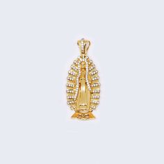 14K Santa Muerte Charm Pendant with Zirconia Stones Gold Charms With Diamond Accents As Gifts, Gold Charms With Diamond Accents For Gifts, Luxury Yellow Gold Jewelry With Rhinestones, Luxury Diamond Charms For Gifts, Gold Crystal Jewelry With Pave Setting, Diamond Pendant Jewelry With Rhinestones, Diamond Pendant With Rhinestones, Luxury Cubic Zirconia Necklaces With Charms, Luxury Cubic Zirconia Necklace With Charms