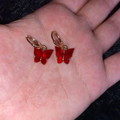 Gorgeous Red Butterfly Clip On Earrings Unused Condition #Cute #Dainty #Summer #Trendy Trendy Red Metal Earrings, Red Hypoallergenic Jewelry For Party, Red Hypoallergenic Party Jewelry, Hypoallergenic Red Jewelry For Parties, Red Metal Earrings For Summer, Red Hypoallergenic Dainty Earrings, Trendy Red Jewelry With Matching Earrings, Trendy Red Jewelry Set With Matching Earrings, Hypoallergenic Red Metal Earrings