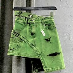 Vintage Green Acid Washed Denim Stylish Mini Skirt Denim Outfits, Green Denim Skirt, Stile Kendall Jenner, Denim Skirts Online, A Line Denim Skirt, Womens Denim Skirts, Moda Denim, High Street Fashion, Ropa Diy