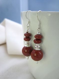 Handmade Earrings with Sterling Silver and by CraftySchmantzy Red Sterling Silver Beaded Earrings, Nickel-free Red Beaded Sterling Silver Earrings, Red Sterling Silver Nickel-free Beaded Earrings, Red Sterling Silver Beaded Earrings Gift, Red Bead Earrings, Bohemian Life, Earrings Diy, Earrings Elegant, Homemade Jewelry