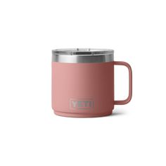 the yeti coffee mug is shown in pink