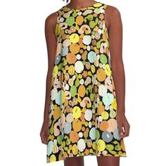 Loose-fit, mid-length sleeveless dress with silky handfeel. Printed on both sides. Machine washable. Size range XS-2XL. Yellow A-line Sleeveless Dress, Dress For Sale, Both Sides, Mid Length, Dresses For Sale, A Line Dress, Sleeveless Dress, Loose Fitting, A Line